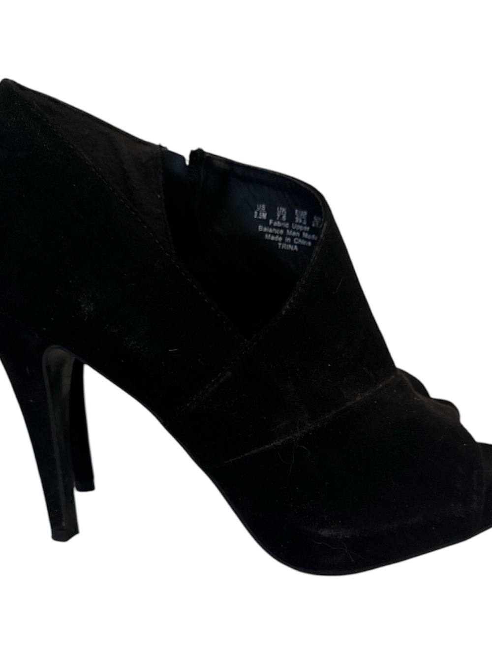 Fergalicious Heels Womens Black Suede High Heel Bootie Shoe Side Zipper High Low